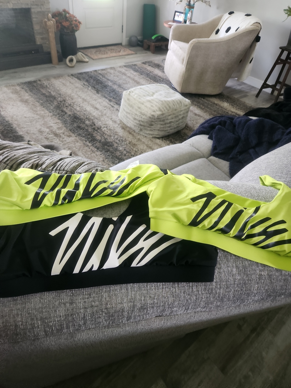 LOT OF 3 Neon Lime and Black Women's Rash Guard Swim Top